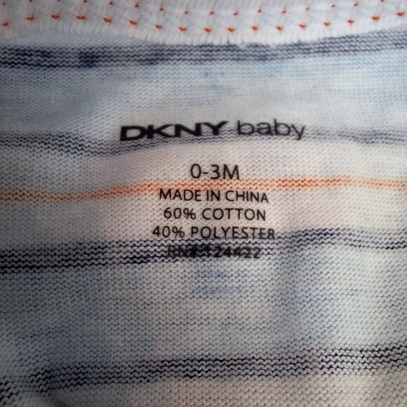 DKNY Size 0-3 Months Blue & Orange Striped Short Sleeve Bodysuit One Piece - Picture 2 of 6